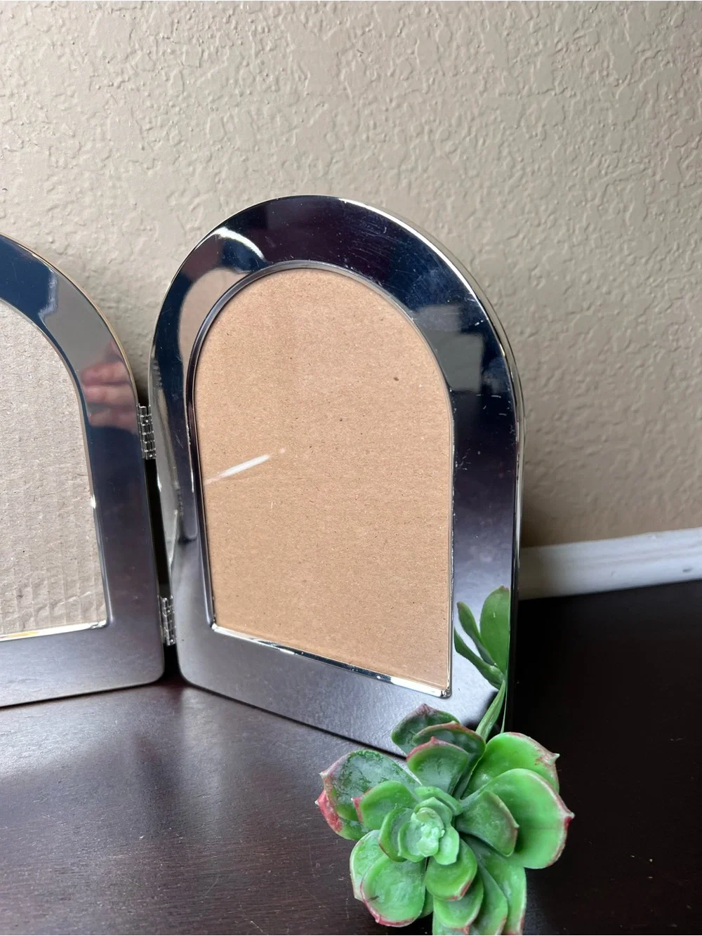 Vintage 1980s Godinger Arch Triptych Photo Frame, Art Deco Revival